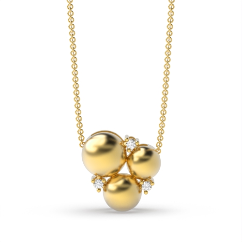 3 Prong Round Yellow Gold Three circle Pendant Necklaces