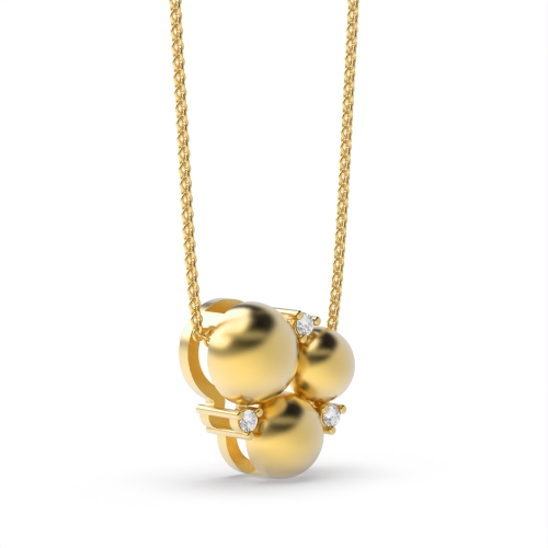 3 Prong Round Yellow Gold Three circle Pendant Necklaces