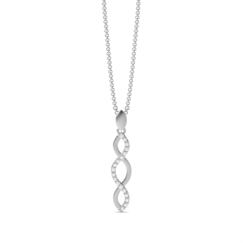 Pave Setting Round Silver Entwined Pendant Necklaces