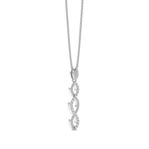 Pave Setting Round Silver Entwined Pendant Necklaces