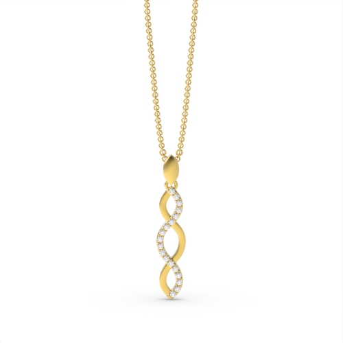 Pave Setting Round Yellow Gold Entwined Pendant Necklaces