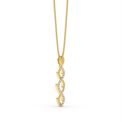 Pave Setting Round Yellow Gold Entwined Pendant Necklaces