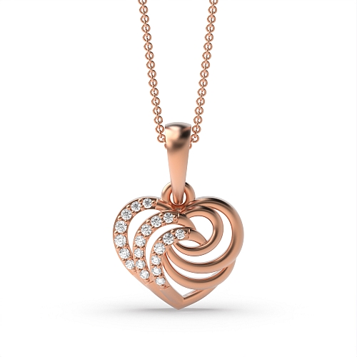 4 Prong Round Rose Gold Swirl Pendant Necklaces