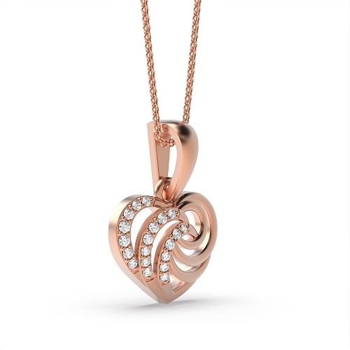 4 Prong Round Rose Gold Swirl Pendant Necklaces