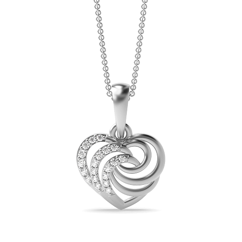 4 Prong Round Swirl Heart Pendant Necklaces