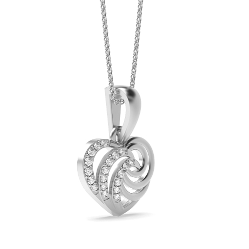 4 Prong Round Swirl Heart Pendant Necklaces