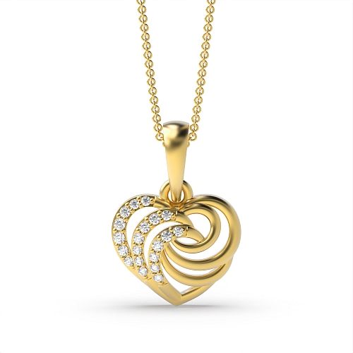 4 Prong Round Yellow Gold Swirl Pendant Necklaces