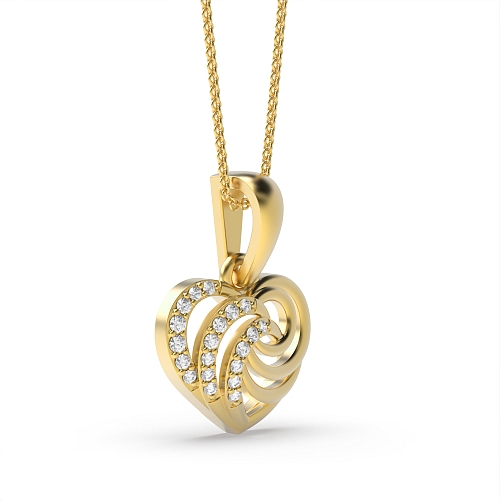4 Prong Round Yellow Gold Swirl Pendant Necklaces