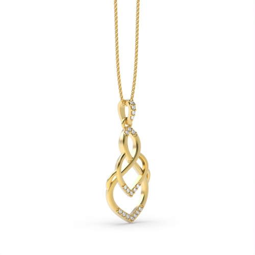 Pave Setting Round Yellow Gold Designer Pendant Necklace