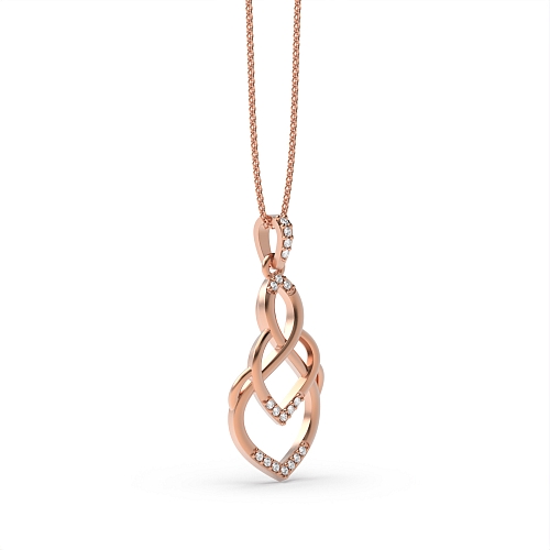 Pave Setting Round Rose Gold Designer tear drop Pendant Necklaces