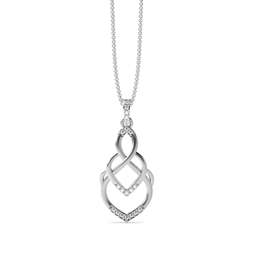 Pave Setting Round Designer tear drop Pendant Necklaces