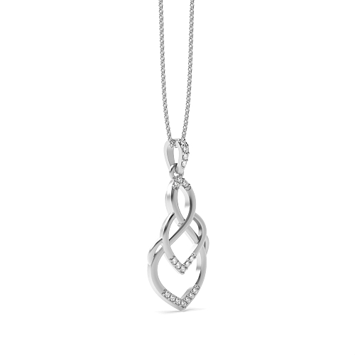 Pave Setting Round Designer tear drop Pendant Necklaces