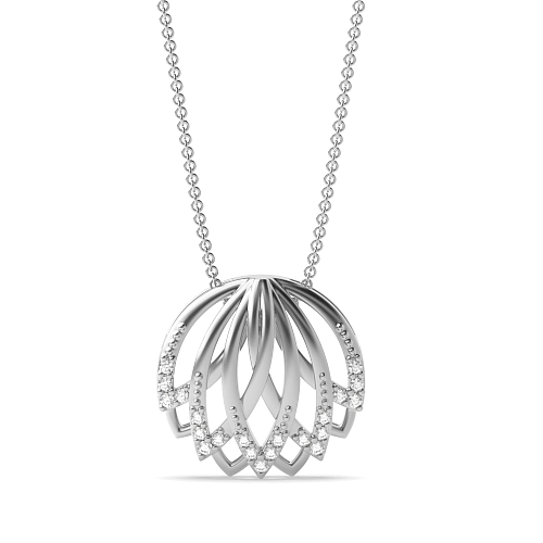 4 Prong Round Lotus Lab Grown Diamond Pendant Necklaces