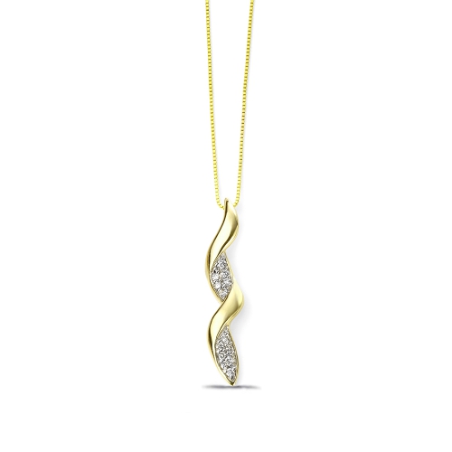 Swirl Pattern Pave Set Round Diamond Pendant Necklace (27mm X 5mm)