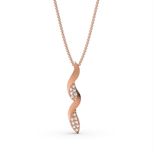 Pave Setting Round Rose Gold Swirl pattern Pendant Necklaces