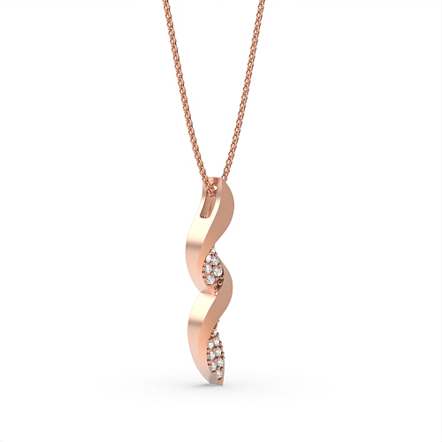 Pave Setting Round Rose Gold Swirl pattern Pendant Necklaces