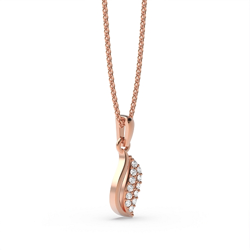 Pave Setting Round Rose Gold Elegant Pendant Necklaces