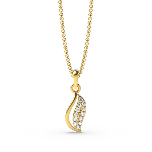Pave Setting Round Yellow Gold Elegant Pendant Necklaces