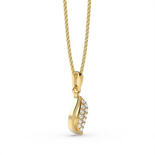 Pave Setting Round Yellow Gold Elegant Pendant Necklaces
