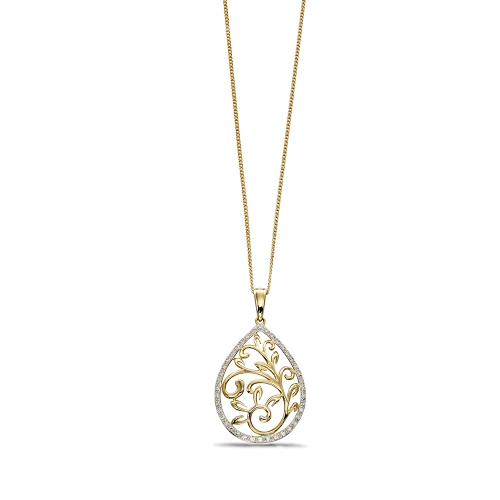 4 Prong Round Yellow Gold Baroque Pendant Necklaces