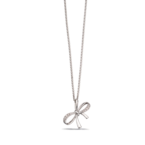 Delicate Bow Lab Grown Diamond Pendant in White, Yellow or Rose Gold (12mm X 16mm)