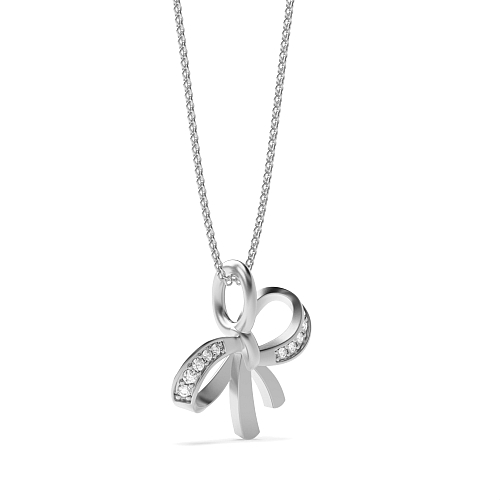 Pave Setting Round Delicate bow Designer Pendant Necklaces