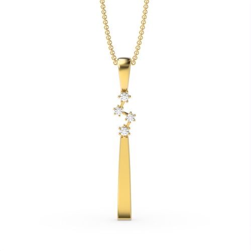 4 Prong Round Yellow Gold Star constellation Pendant Necklaces