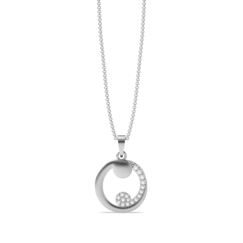 Pave Setting Round Baroque swirl Lab Grown Diamond Pendant Necklaces