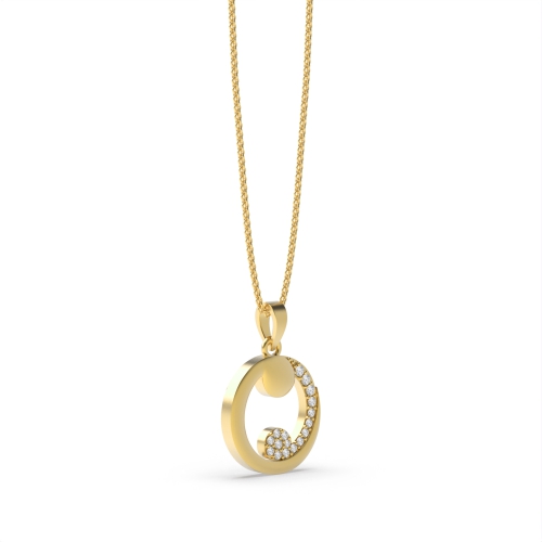 Pave Setting Round Yellow Gold Baroque swirl Pendant Necklaces