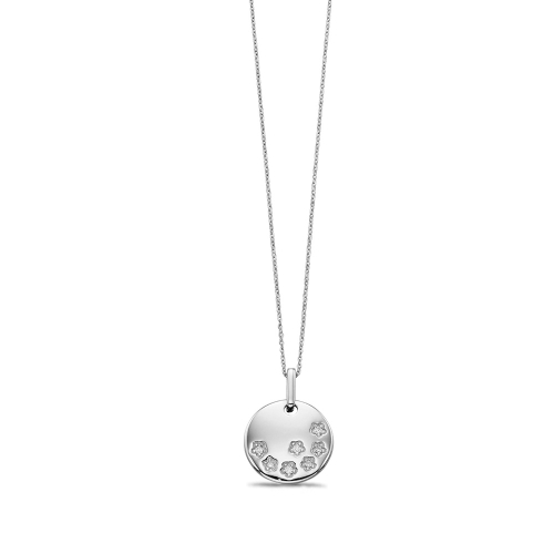 Pave Setting Round Silver Stars medal Pendant Necklaces