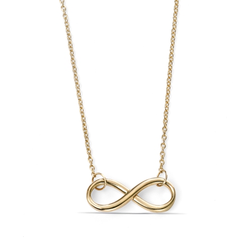 Yellow Gold Plain infinity Pendant Necklaces