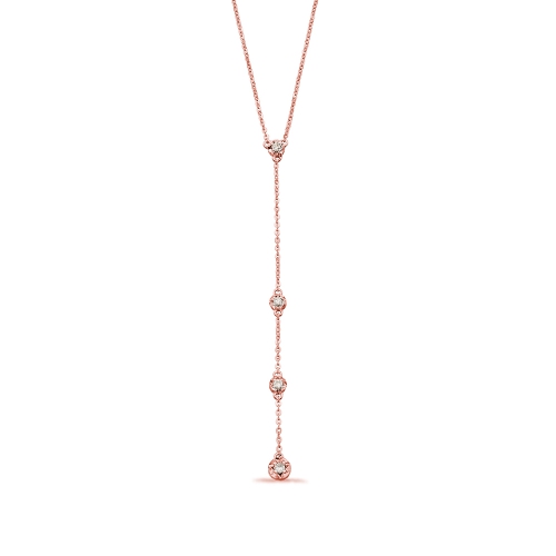 Illusion Disc Diamond Y-Drop Diamond necklace  (Hanging drop part - 65 mm)