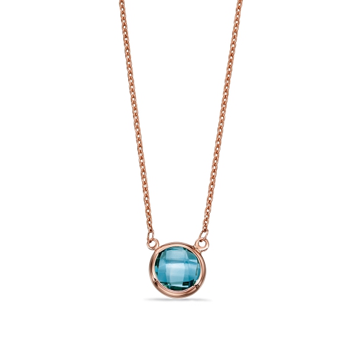 Blue Topaz Solitaire Pendant Necklace in White Gold, Yellow Gold and Platinum (8.5mm)