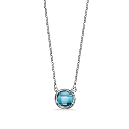 Blue Topaz Solitaire Pendant Necklace in White Gold, Yellow Gold and Platinum (8.5mm)
