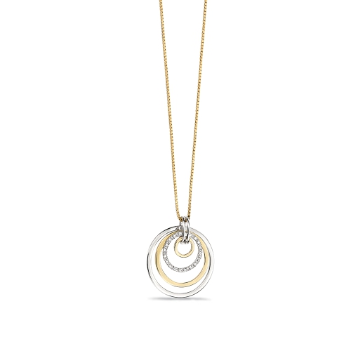 Prong Round Yellow Gold 4 circle Pendant Necklaces