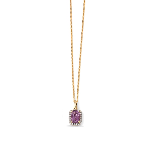 Amethyst Shape Cushion And Diamond Necklaces (15 Mm X 7.5 Mm)