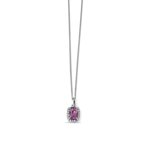 4 Prong Cushion Shine Amethyst Pendant Necklaces