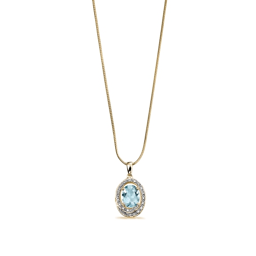 4 Prong Oval Yellow Gold Twinkle diamond and Lab Grown Diamond Halo Pendant Necklaces