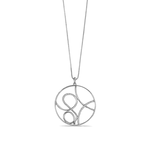 Fancy Circle Swirl with Lab Grown Diamond Detailing Necklace Pendant (37mm X 31.5mm)