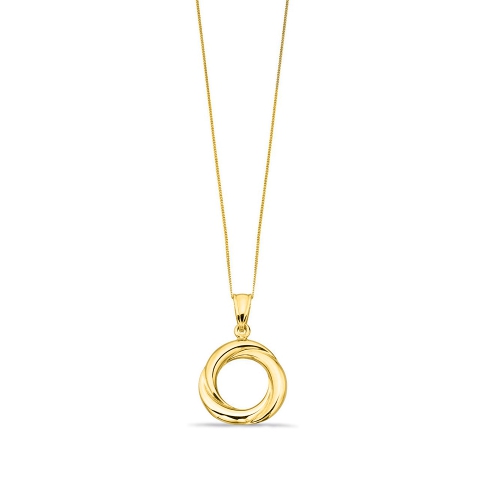 Plain Triple Gold Russian Ring Style Pendant Necklace (25mm X 16mm)