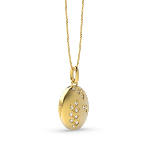 Pave Setting Round Yellow Gold Designer Pendant Necklace