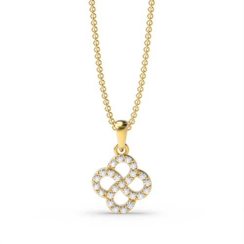 4 Prong Round Yellow Gold Swirl unique Pendant Necklaces