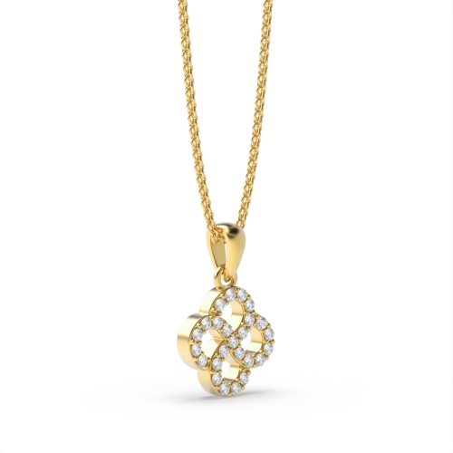4 Prong Round Yellow Gold Swirl unique Pendant Necklaces