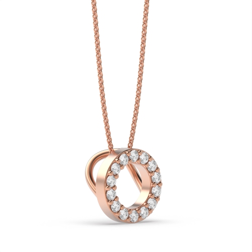 4 Prong Round Rose Gold Circle Pendant Necklace