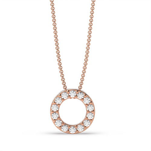 4 Prong Round Rose Gold Circle Pendant Necklace