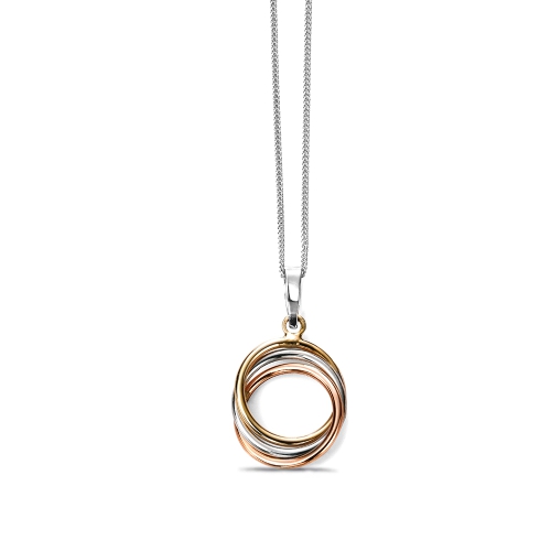 Designer Plain Tri Colour Hoop Gold Pendant Necklace (23mm X 13mm)