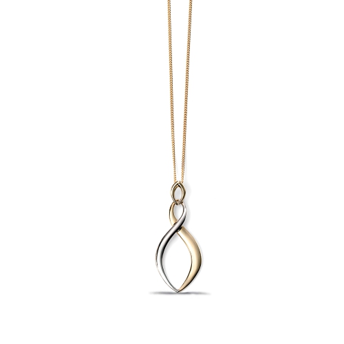 Yellow Gold Twist drop Pendant Necklaces