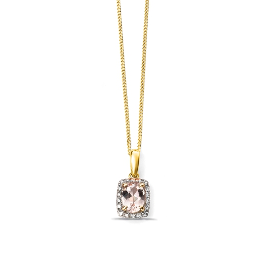 4 Prong Oval Yellow Gold Lustre Lab Grown Diamond Halo Pendant Necklaces