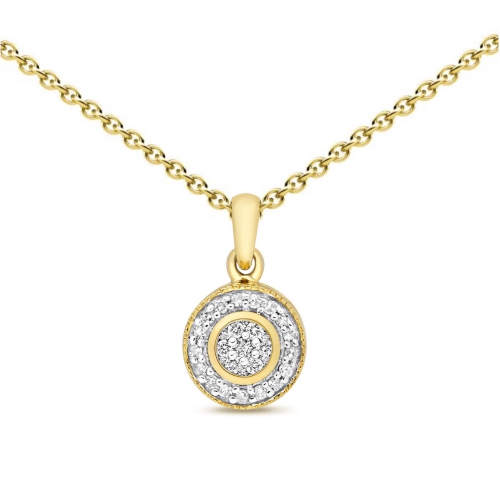 4 Prong Round Yellow Gold Essence radiance Pendant Necklaces