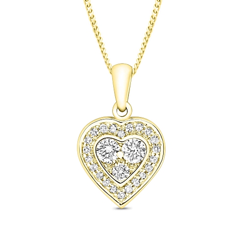4 Prong Round Yellow Gold Mirage beam Pendant Necklaces